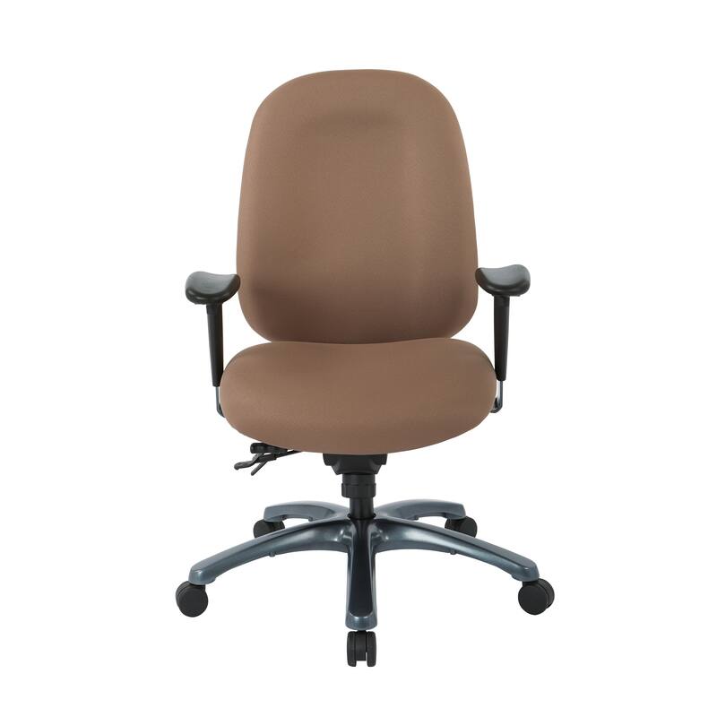 Multi-Function High-Back Office Chair with Seat Slider and Titanium Finish Base