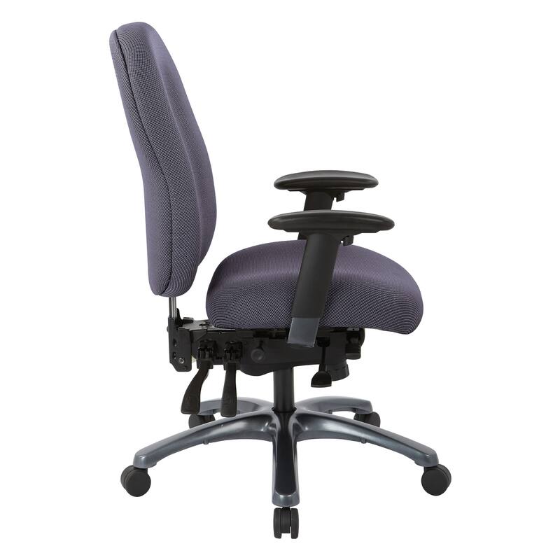 Multi-Function High-Back Office Chair with Seat Slider and Titanium Finish Base