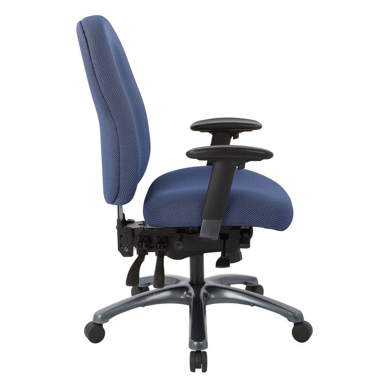 Multi-Function High-Back Office Chair with Seat Slider and Titanium Finish Base