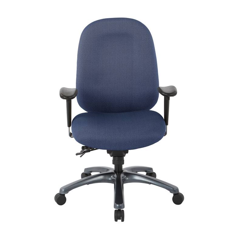 Multi-Function High-Back Office Chair with Seat Slider and Titanium Finish Base
