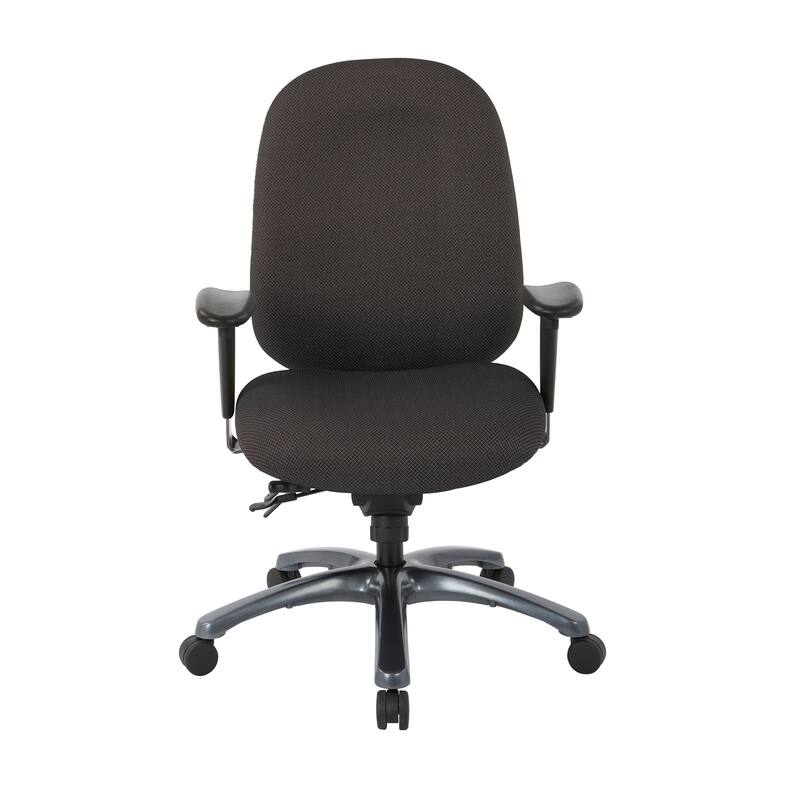 Multi-Function High-Back Office Chair with Seat Slider and Titanium Finish Base