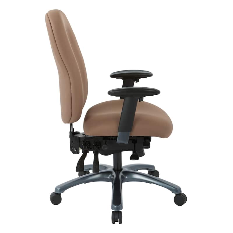 Multi-Function High-Back Office Chair with Seat Slider and Titanium Finish Base