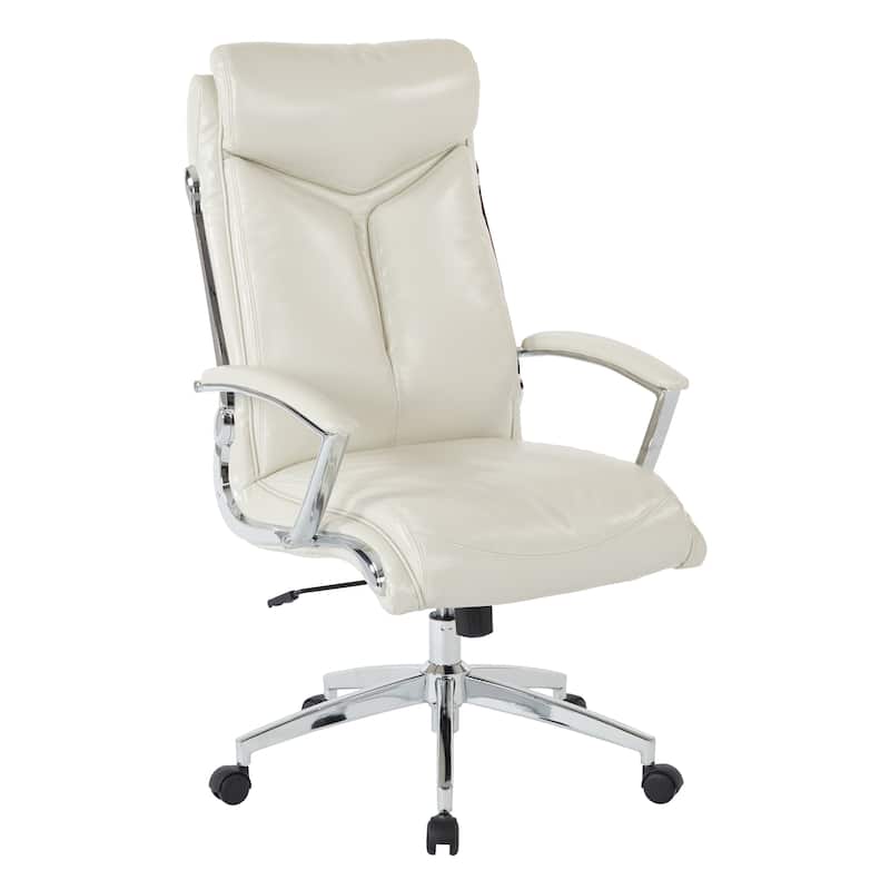 Work Smart Executive Faux Leather High Back Chair - Cream