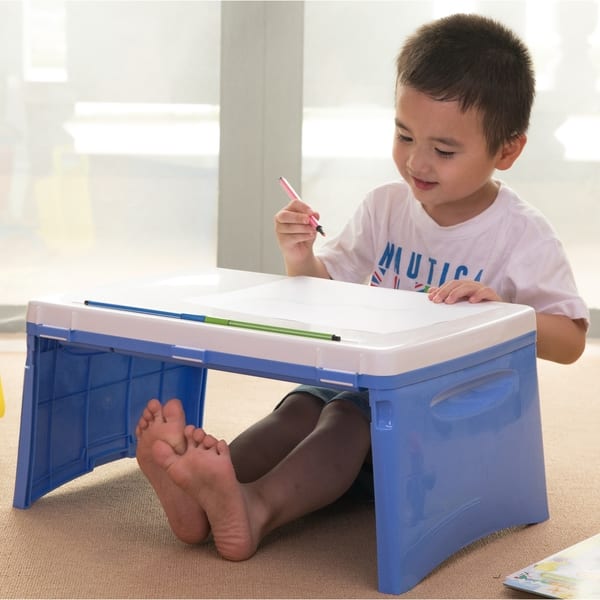 Shop Kids Portable Fold Able Plastic Lap Tray Blue And White