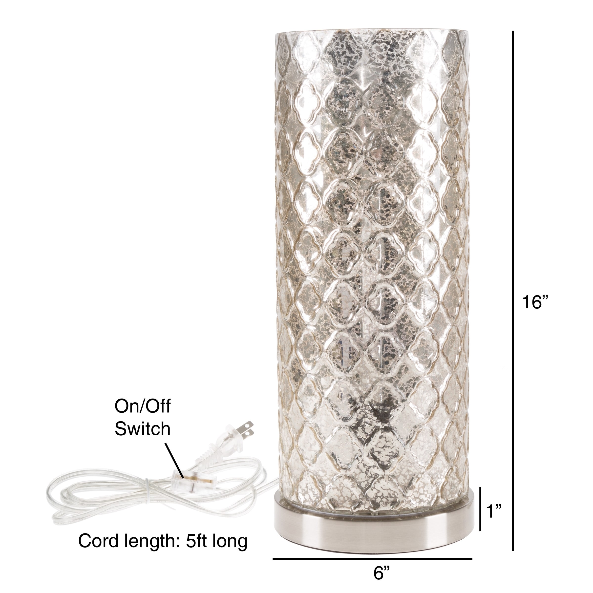 Led Uplight Table Lamp Silver Mercury Finish Embossed Trellis Pattern By Lavish Home On Sale Overstock 24258349