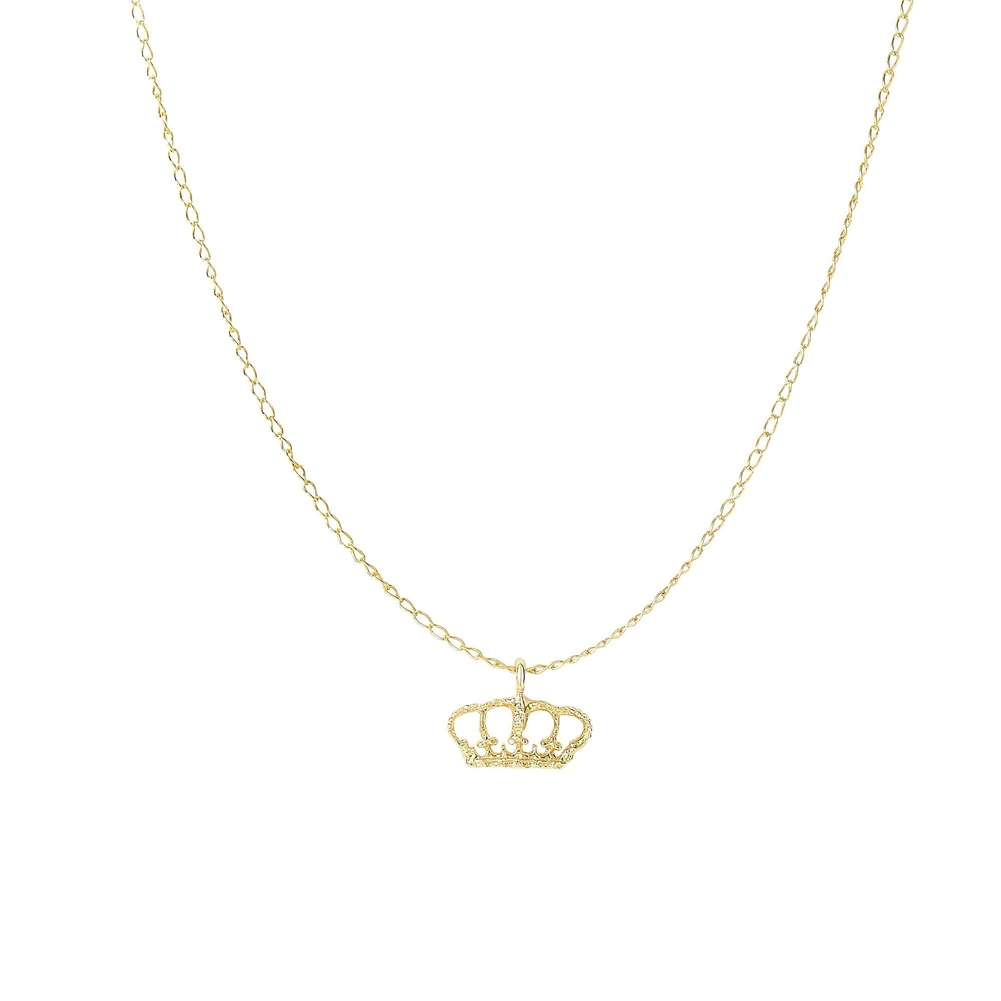 14k Solid Gold Crown Pendant With Chain 14k Solid Gold Crown Pendant With