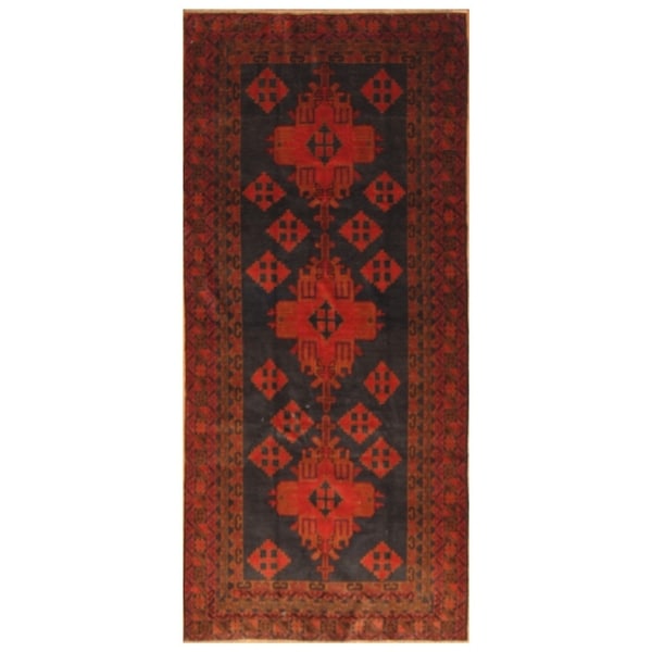 Handmade Herat Oriental Afghan Hand-knotted Tribal Balouchi Wool Runner (4'2 x 8'10)