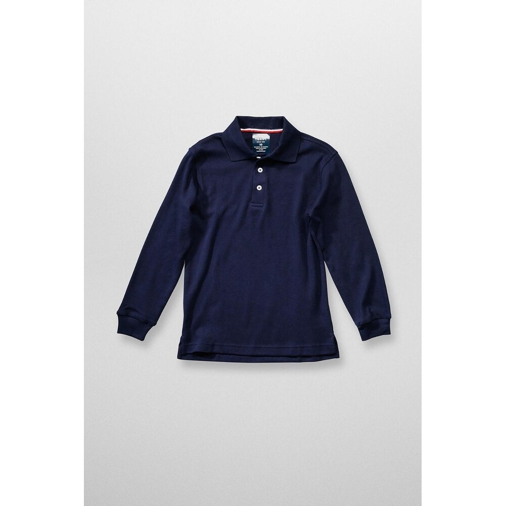 French Toast Long Sleeve Interlock Polo Boys Blue