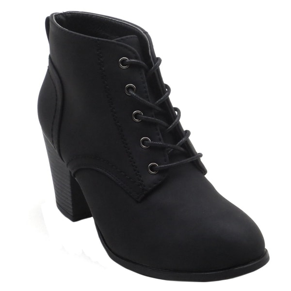 women's lace up low heel boots