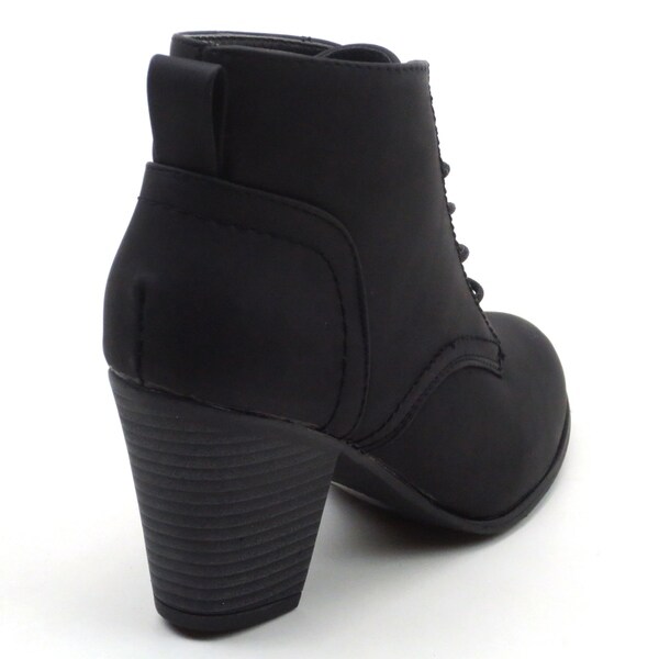 black lace up boots with small heel