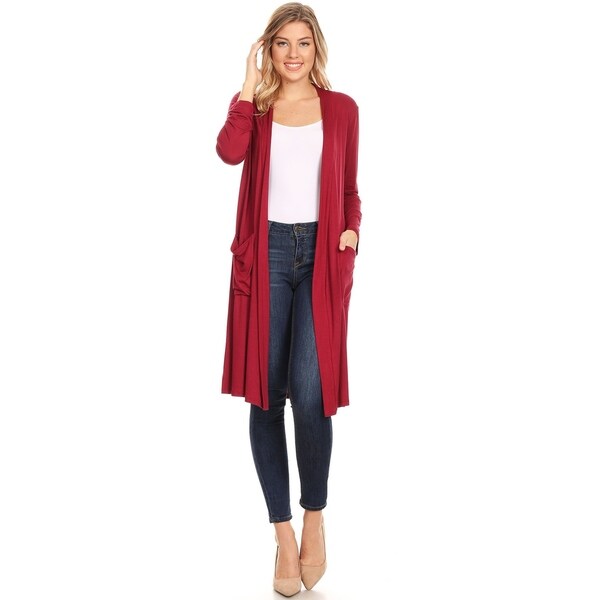 red women's duster sweater