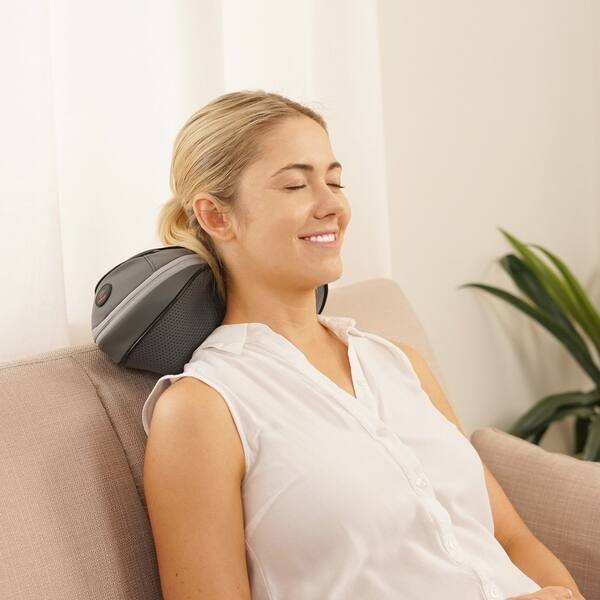 Back Massager Chair Pad with Adjustable Neck Pillow and 3 Speeds - Costway