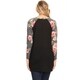 Women's Casual Soft Knit Solid Raglan Tunic Top with Pattern Sleeves - Thumbnail 3