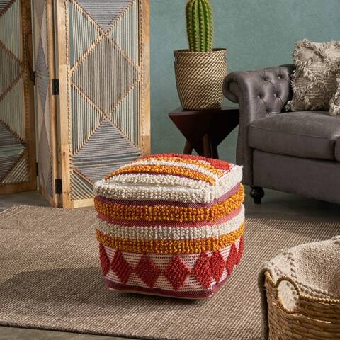Arby Cube Yarn Pouf by Christopher Knight Home
