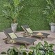 Banzai Outdoor Wicker and Wood Chaise Lounge with Pull-Out Tray（Set of 2) by Christopher Knight Home - Thumbnail 5