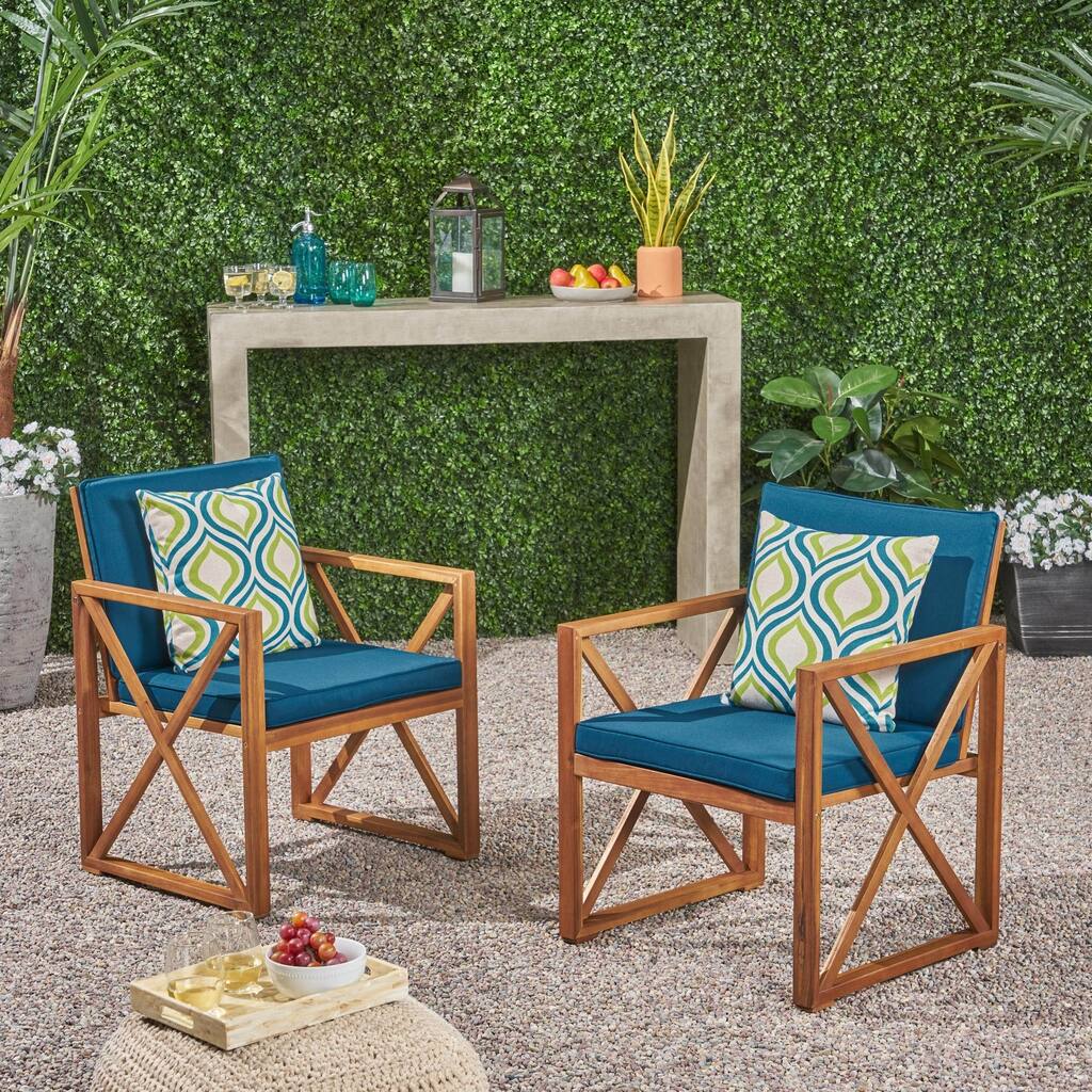 Andora Outdoor Acacia Wood Club Chair (Set of 2)by Christopher Knight Home