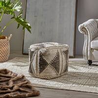 Tamsin Cube Wool and Cotton Pouf by Christopher Knight Home
