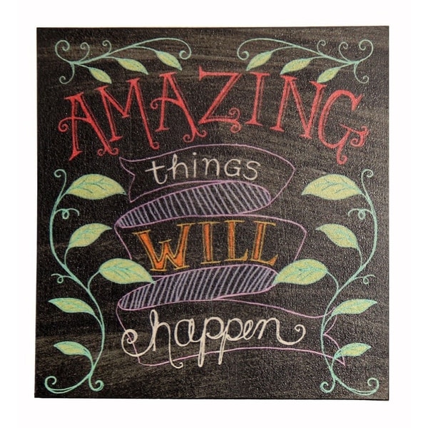 Cheung's Handcrafted Distressed Wood Wall Sign Art Inscribed "Amazing Things Will Happen" - multi