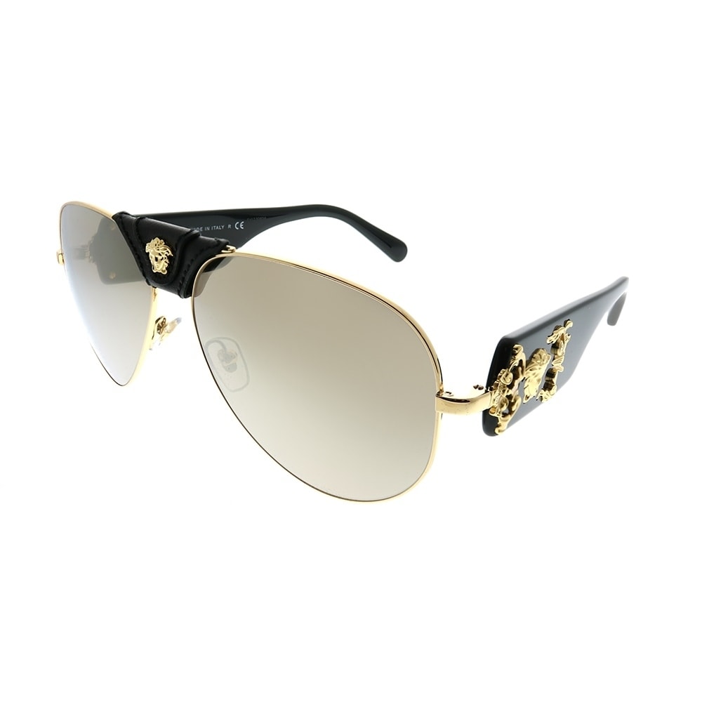100287 Gold//Black Aviator Sunglasses 62mm Versace VE2150Q