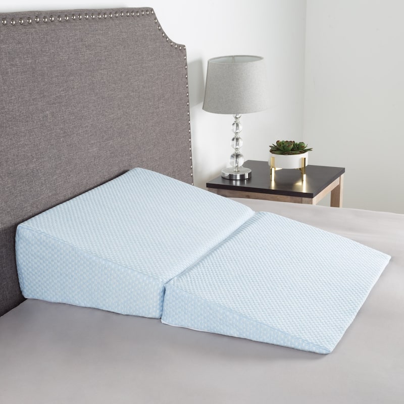 Folding Memory Foam Wedge Pillow with Bamboo from Rayon Fiber Cover by Lavish Home