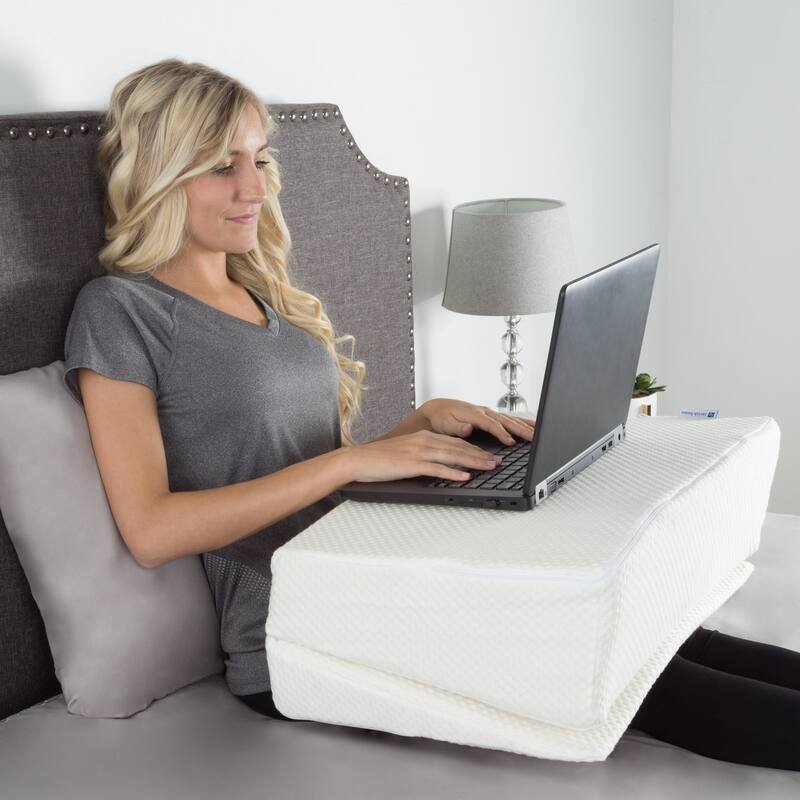 Folding Memory Foam Wedge Pillow with Bamboo from Rayon Fiber Cover by Lavish Home