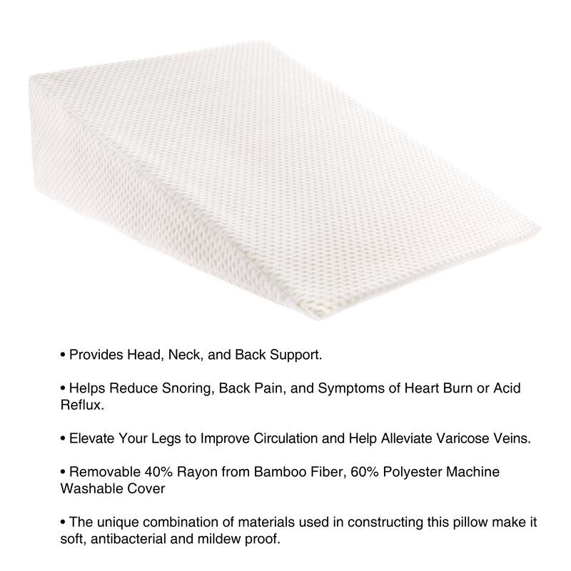 Wedge Memory Foam Pillow with Bamboo from Rayon Fiber Cover by Lavish Home