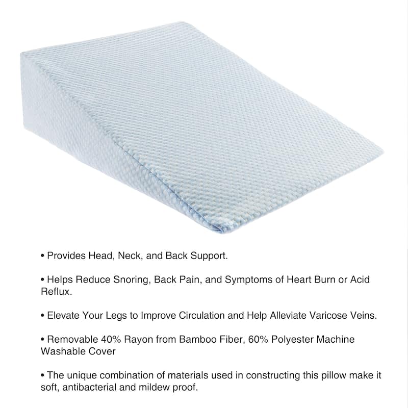 Wedge Memory Foam Pillow with Bamboo from Rayon Fiber Cover by Lavish Home