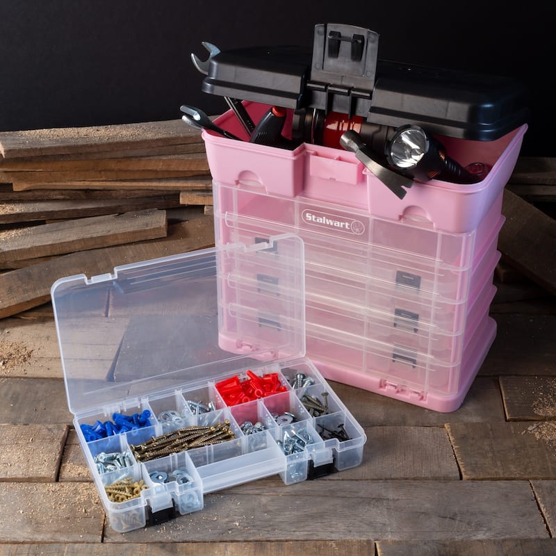 Portable Tool Box - Small Parts Organizer with Drawers and Customizable Compartments for Hardware by Stalwart