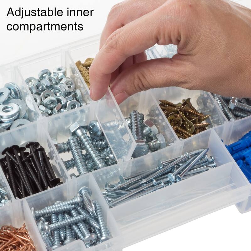 Portable Tool Box - Small Parts Organizer with Drawers and Customizable Compartments for Hardware by Stalwart