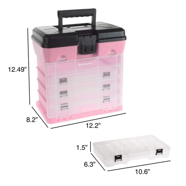 Storage Plastic Tool Box with Removable Tray,Small Tool Box Organizer with  Screw Box, Yellow Hardware Organizer for Home