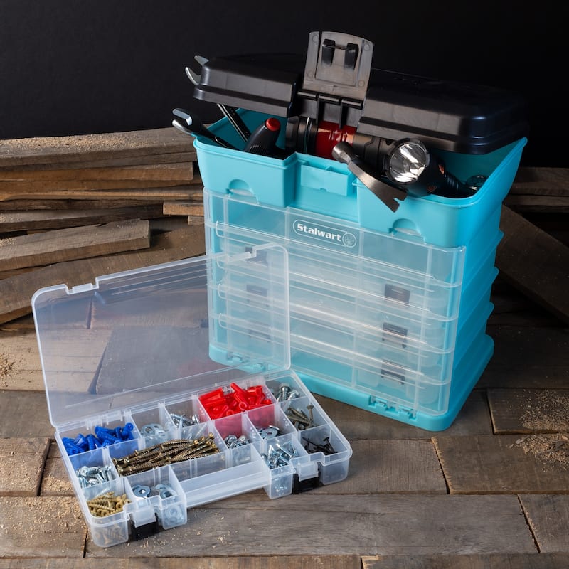 Portable Tool Box - Small Parts Organizer with Drawers and Customizable Compartments for Hardware by Stalwart