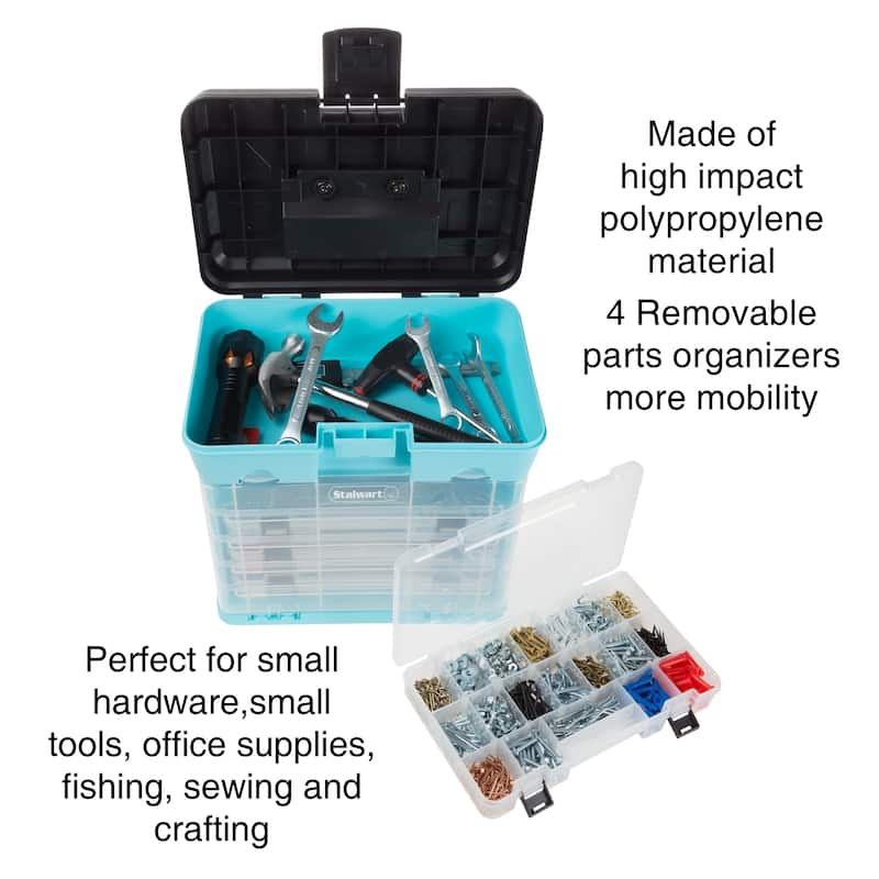 Portable Tool Box - Small Parts Organizer with Drawers and Customizable Compartments for Hardware by Stalwart