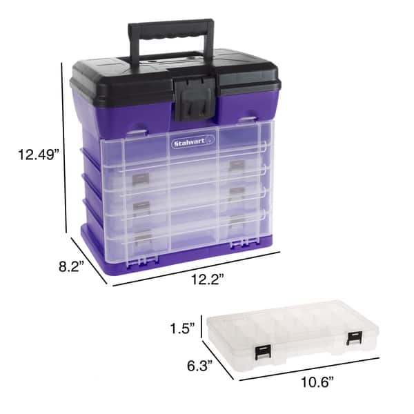 dimension image slide 4 of 5, Portable Tool Box - Small Parts Organizer with Drawers and Customizable Compartments for Hardware by Stalwart