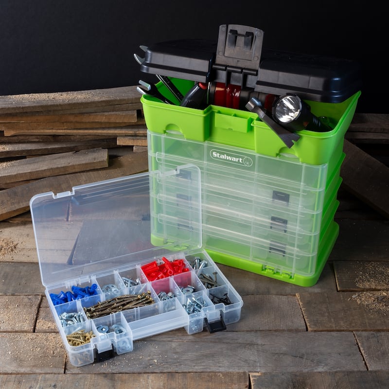 Portable Tool Box - Small Parts Organizer with Drawers and Customizable Compartments for Hardware by Stalwart