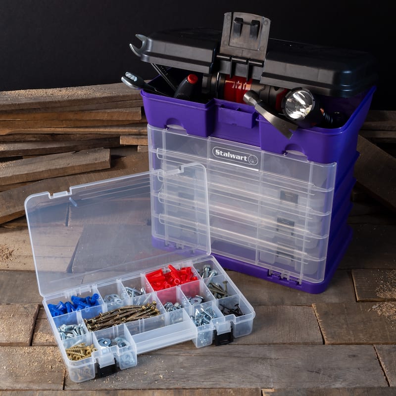 Portable Tool Box - Small Parts Organizer with Drawers and Customizable Compartments for Hardware by Stalwart