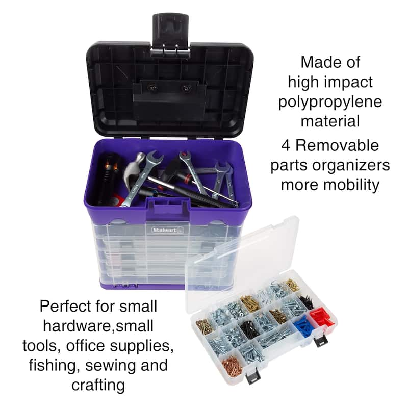 Portable Tool Box - Small Parts Organizer with Drawers and Customizable Compartments for Hardware by Stalwart