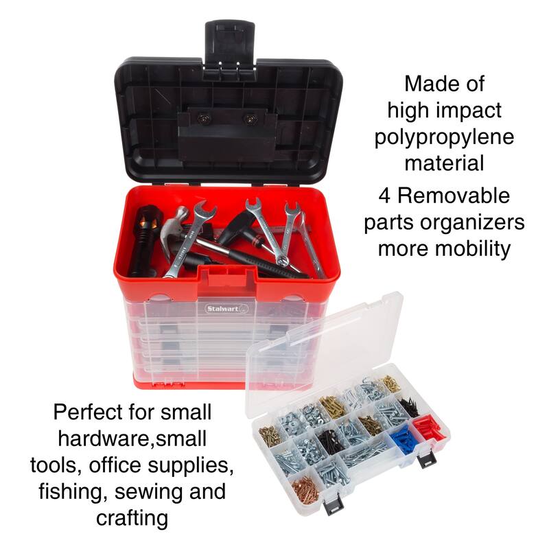Portable Tool Box - Small Parts Organizer with Drawers and Customizable Compartments for Hardware by Stalwart