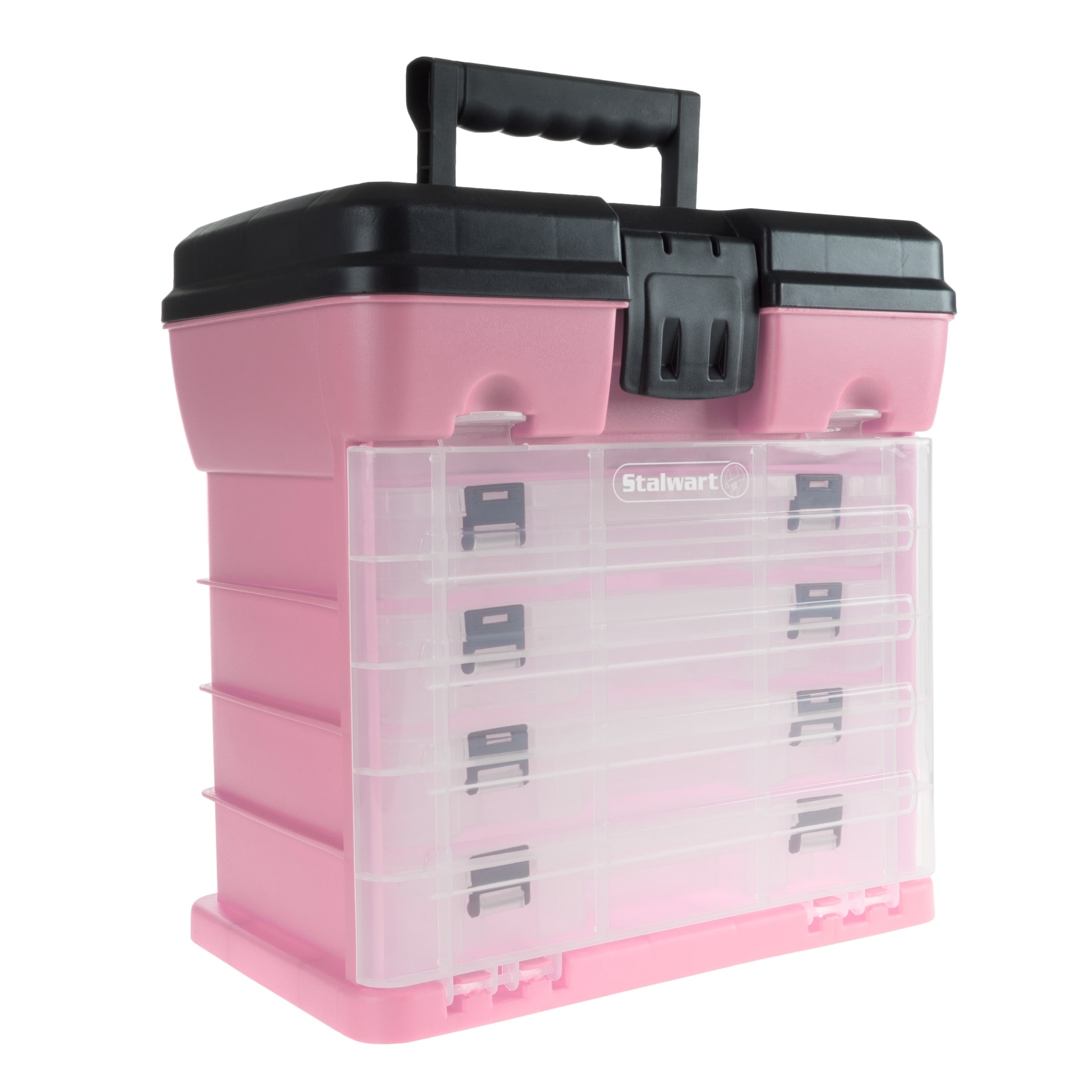 Stalwart Small Parts Organizer Tool Box, Pink