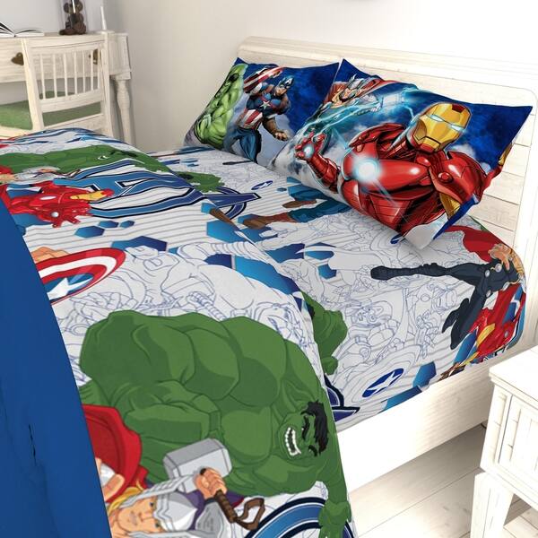 Shop Marvel Avengers Blue Circle Twin Sheet Set On Sale Free