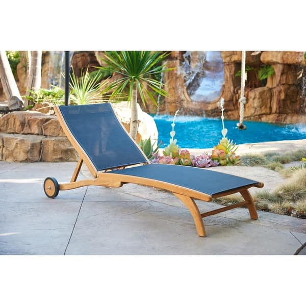 Pearl Teak Outdoor Chaise Lounge With Wheels Pearl Teak Outdoor Chaise Lounge