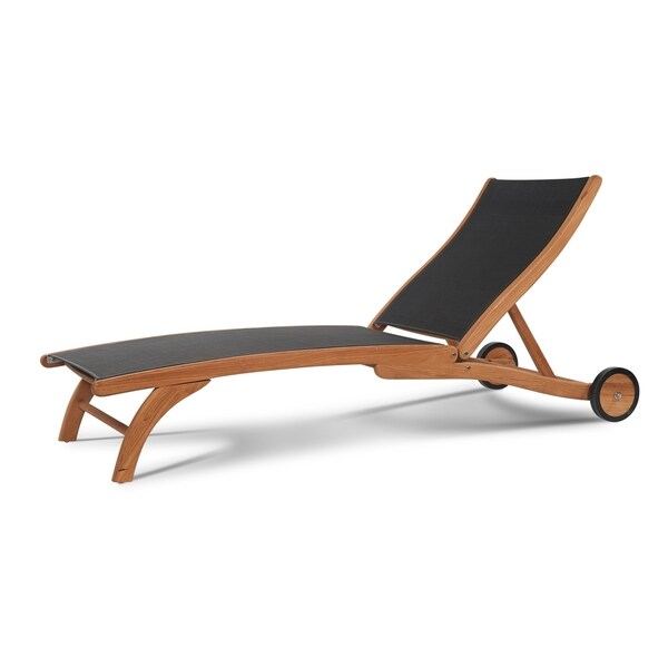 Shop Pearl Black Mesh/Teak Chaise Lounge - Free Shipping Today
