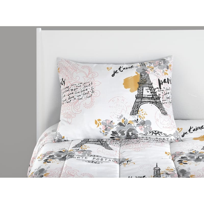 Paris Eiffel Tower Bed In A Bag - White/Grey