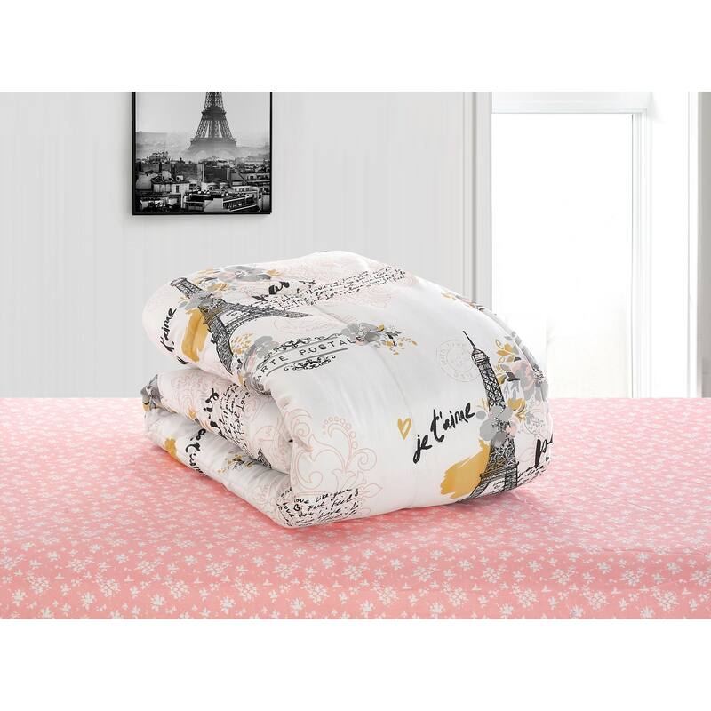 Paris Eiffel Tower Bed In A Bag - White/Grey