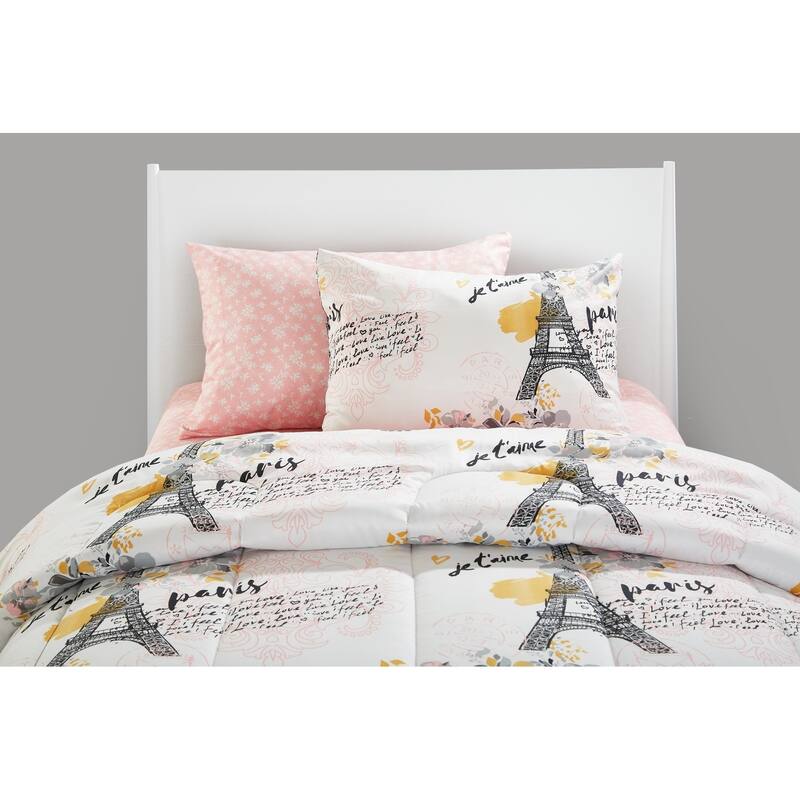 Paris Eiffel Tower Bed In A Bag - White/Grey