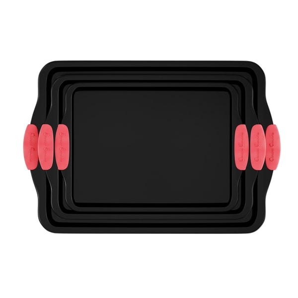 Baking Pans-3PC. Nonstick Cookie Sheet Set, Silicone Handles by Classic Cuisine. Opens flyout.