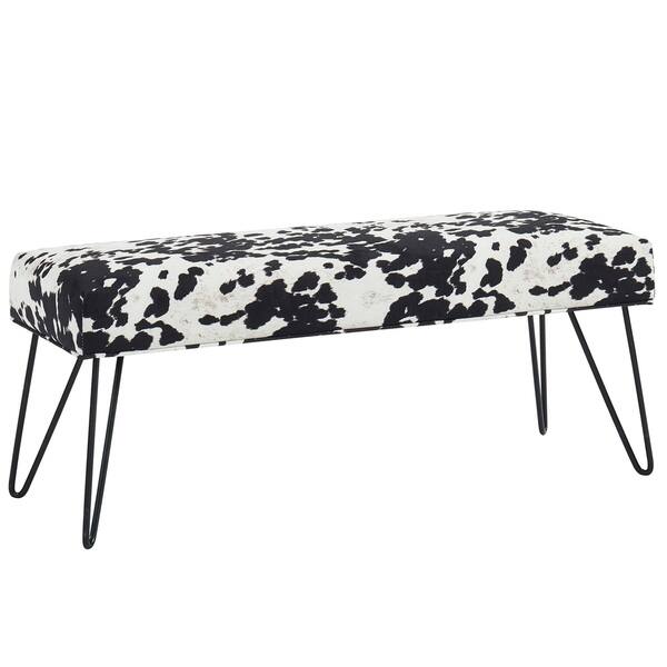 Shop Faux Cowhide Double Bench On Sale Overstock 24264543