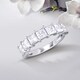 preview thumbnail 1 of 5, Miadora 2 4/5ct DEW Princess square-cut Moissanite Anniversary Band in 10k White Gold