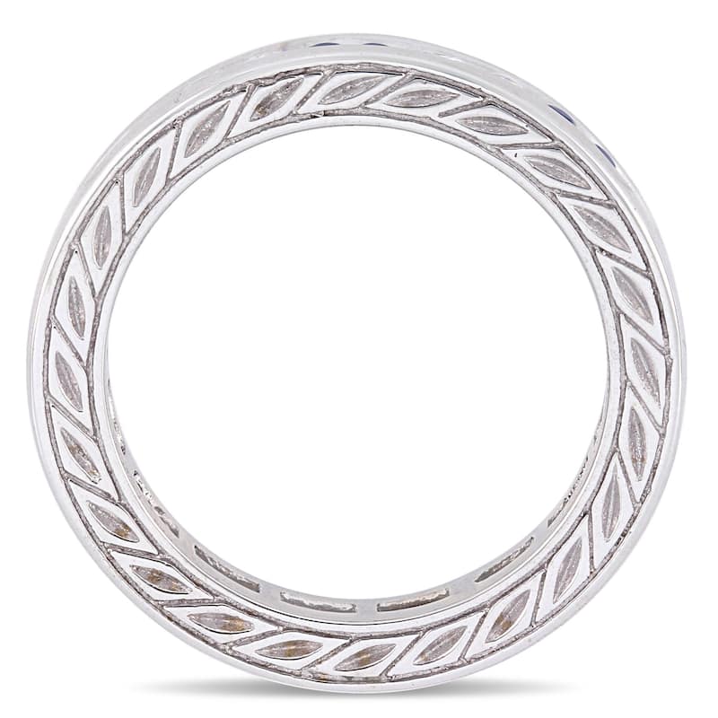 Miadora 18k White Gold Blue Sapphire and 2/5ct TDW Diamond Full-Eternity Band