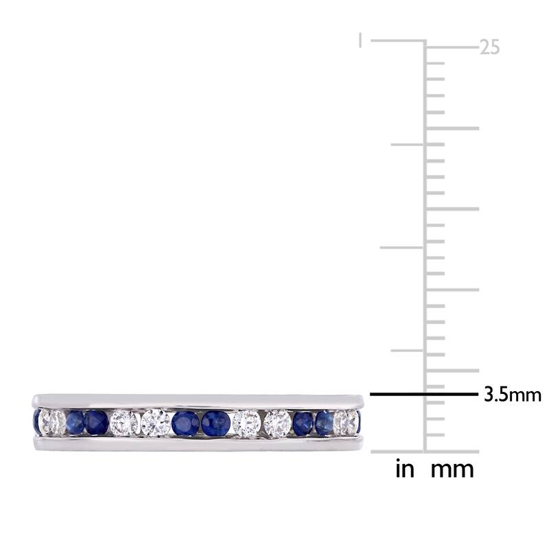 Miadora 18k White Gold Blue Sapphire and 2/5ct TDW Diamond Full-Eternity Band