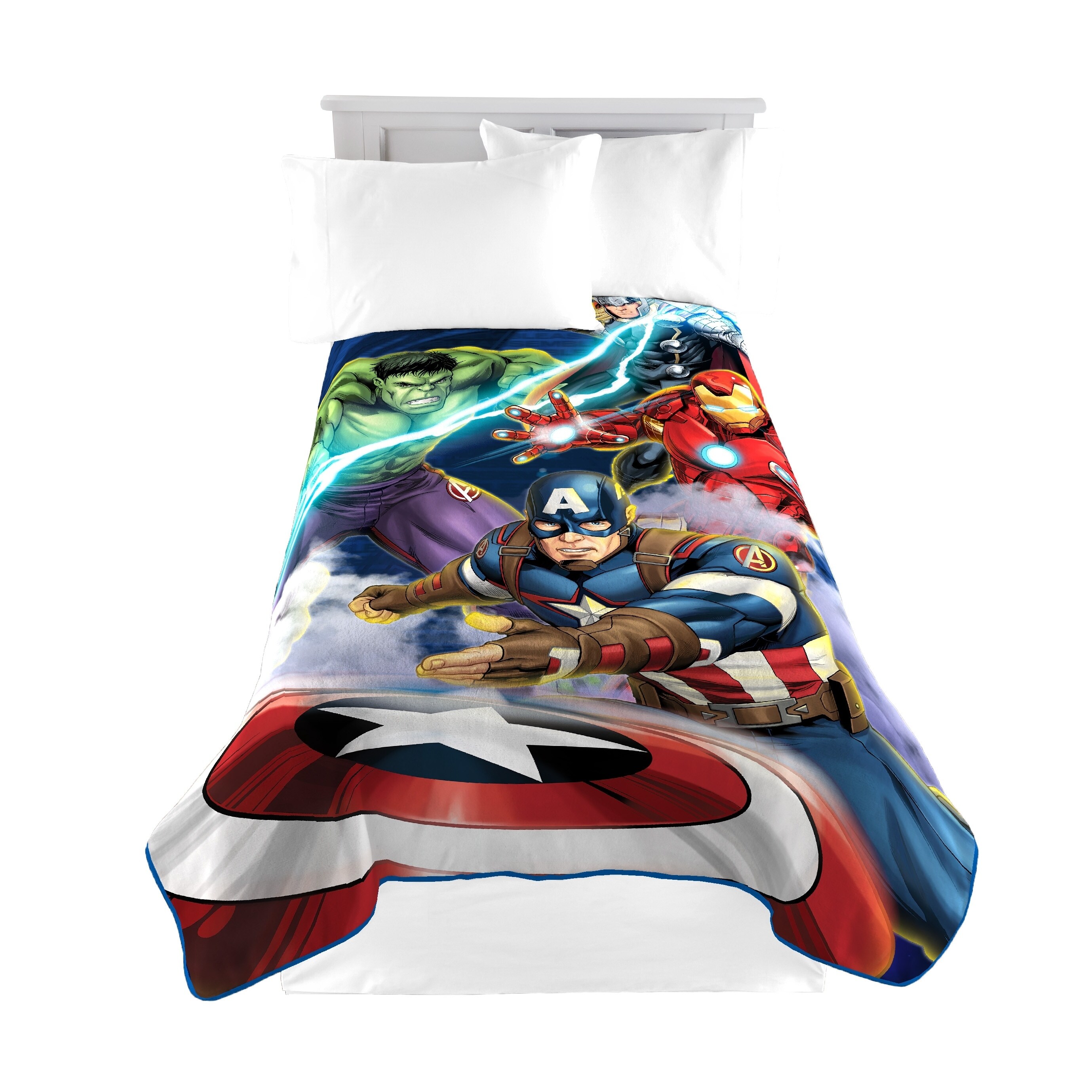 Twin Full Bedding Linen Marvel Avengers Blue Circle Reversible